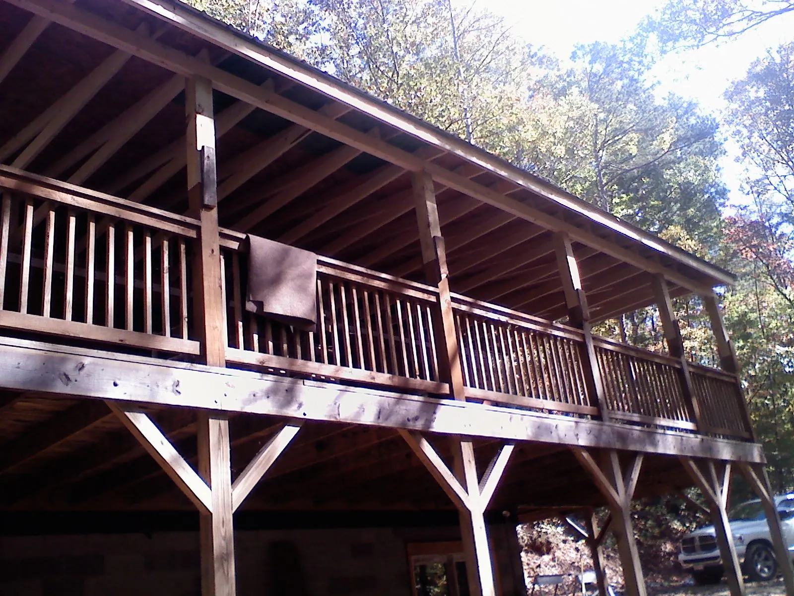 Timber framing under a new elevated porch and deck — Roof Leak Repair in New Egypt by Roofing Brothers